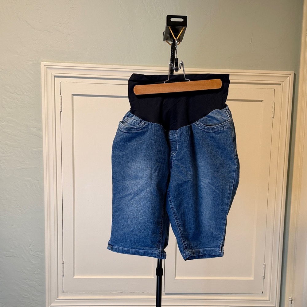 Maternity Blue Denim Bermuda Shorts